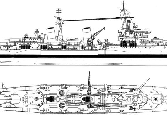 Крейсер HMS Belfast 1942 [Heavy Cruiser] - чертежи, габариты, рисунки
